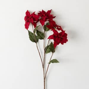 29" Artificial Fall Red Poinsettia Spray