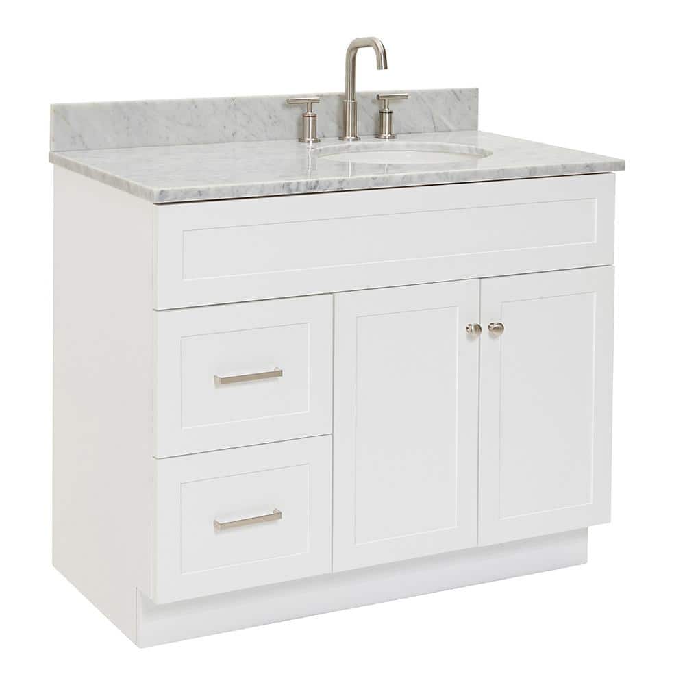 Hamlet 43" White Carrara Marble Single Vanity Set