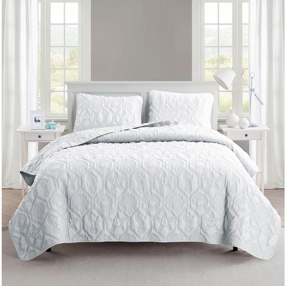 Shore 3-Piece White Solid Microfiber Queen Quilt Set price history on PriceWatchPro