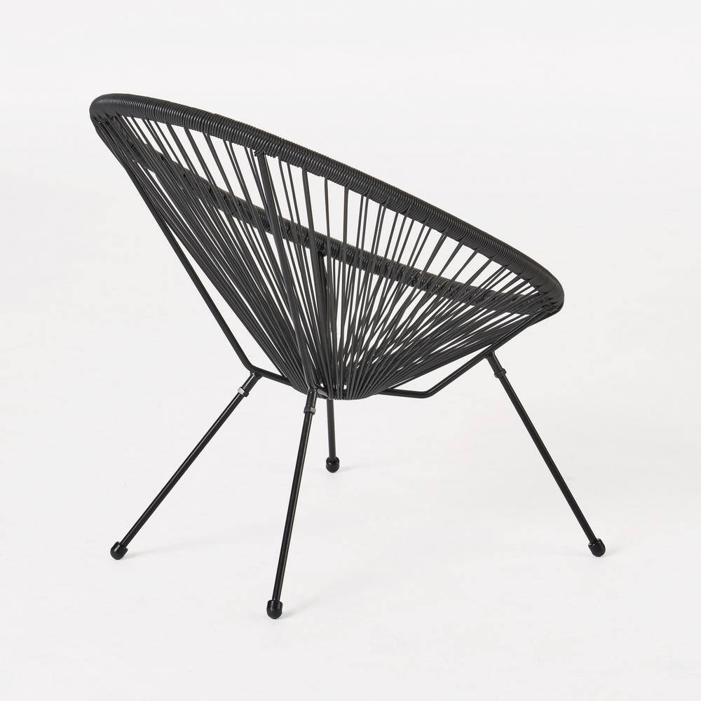 Black and Gray Steel Frame 2-Person Outdoor Chat Set