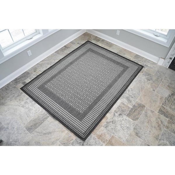 Benissimo Gray 6 ft. x 9 ft Floral Modern Polypropylene Indoor/Outdoor Area Rug