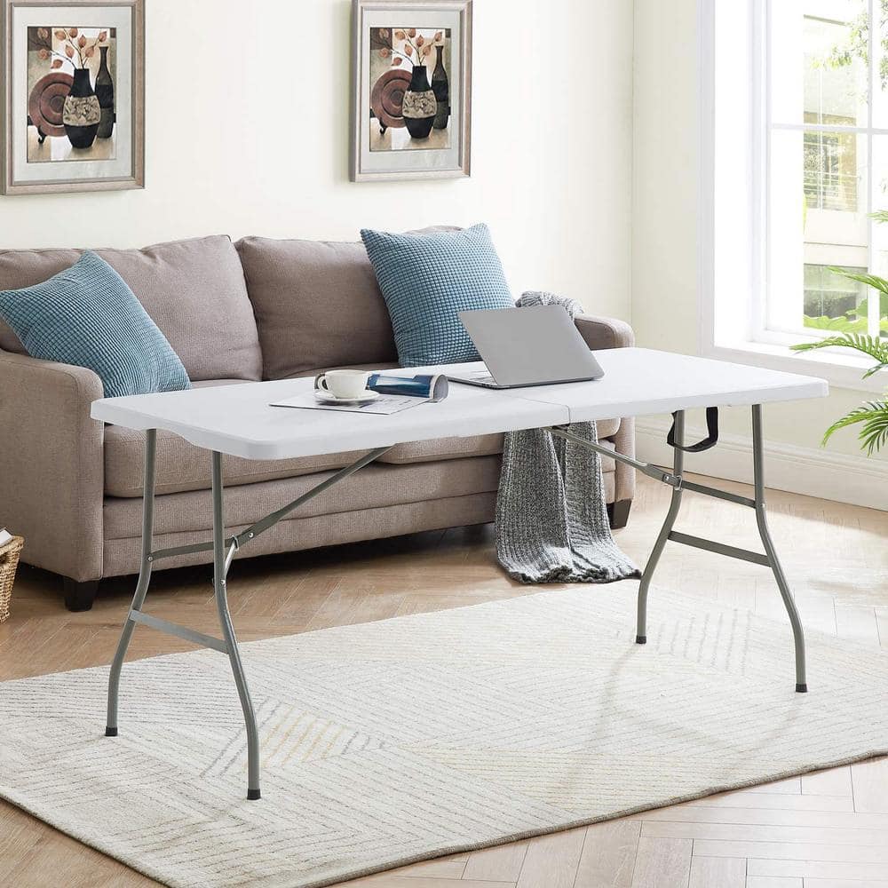 5-Foot cheapest Fold-in-Half Table, Gray (white)