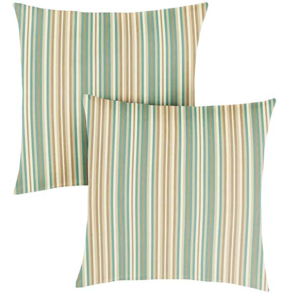 SORRA HOME Sunbrella Gavin Mist Outdoor Knife Edge Throw Pillows (2-Pack)