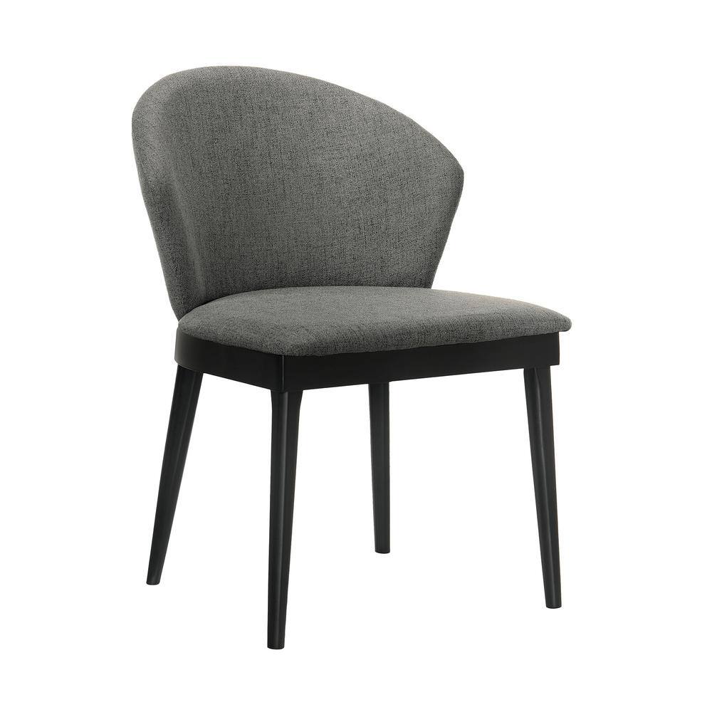 Juno Charcoal Fabric and Black Wood Upholstered Side Chairs, Set of 2