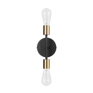 Stockport 2-Light Matte Black and Brass Wall Sconce
