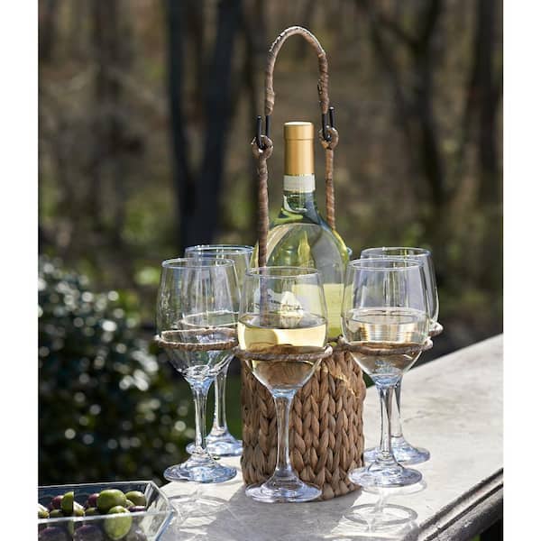 Wooden Foldable Garden Table with Wine Glass Bottle Stand - China