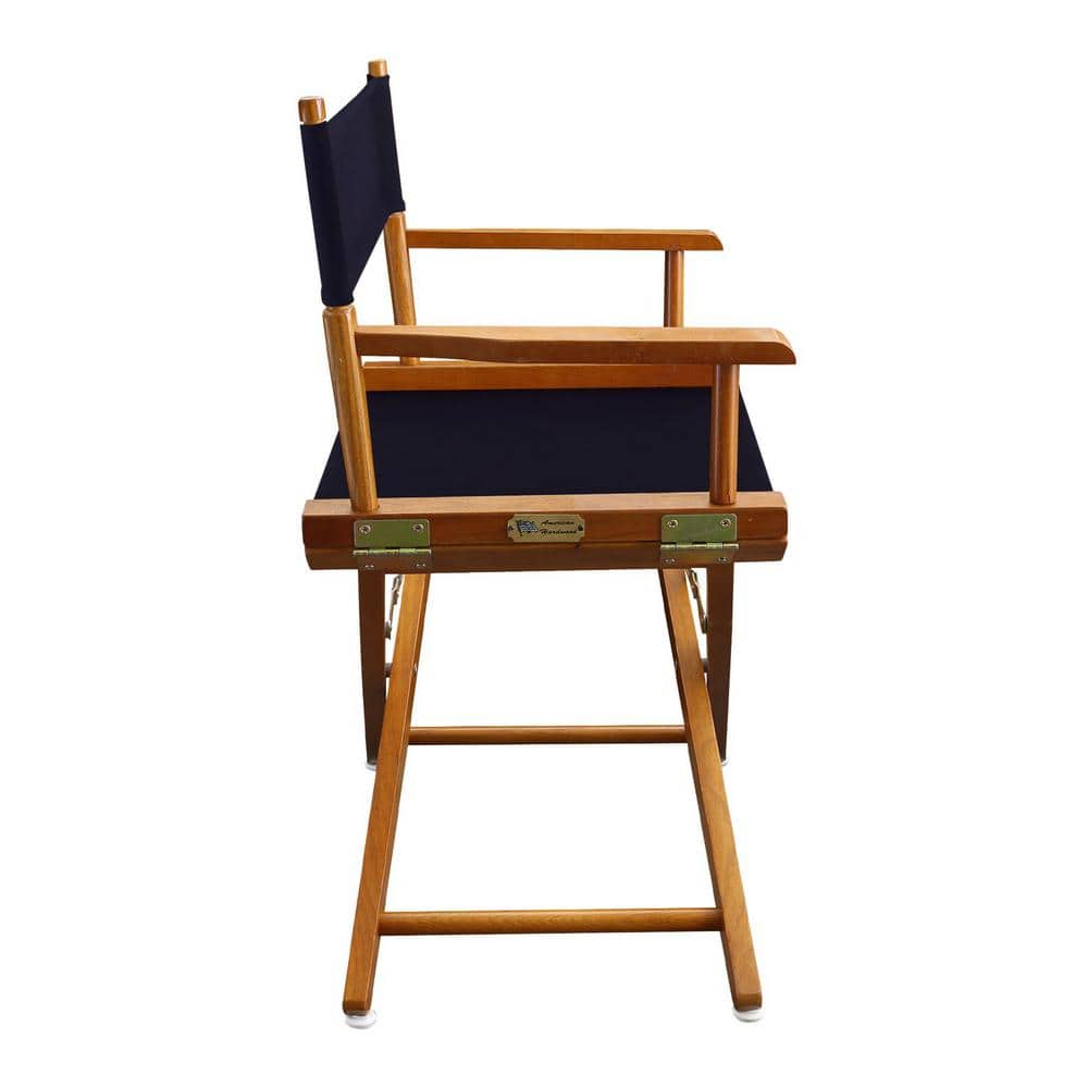 Mission Oak Extra-Wide 18" Director's Chair with Navy Canvas