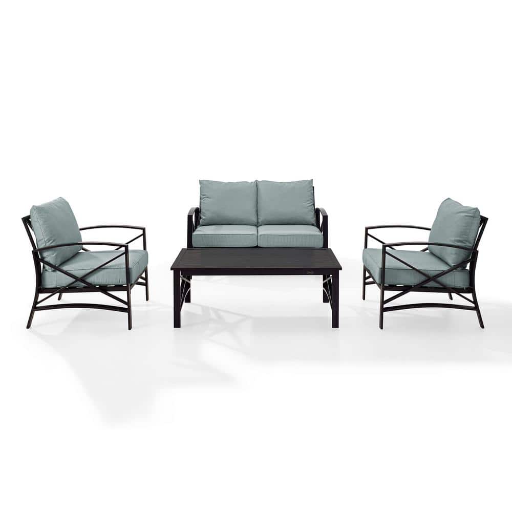CROSLEY FURNITURE Kaplan 4-Piece Metal Patio Outdoor Seating Set with ...