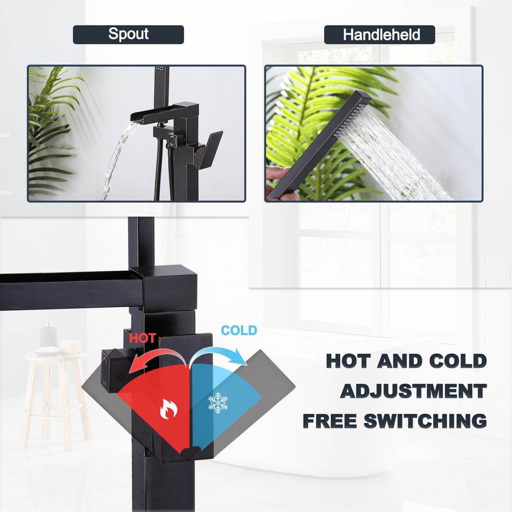 Oil Rubbed Bronze Freestanding Tub Faucet with Hand Shower