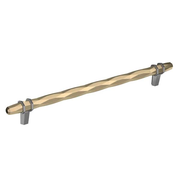 Amerock London 10-1/16 in. (256mm) Modern Golden Champagne/Black Chrome Bar Cabinet Pull