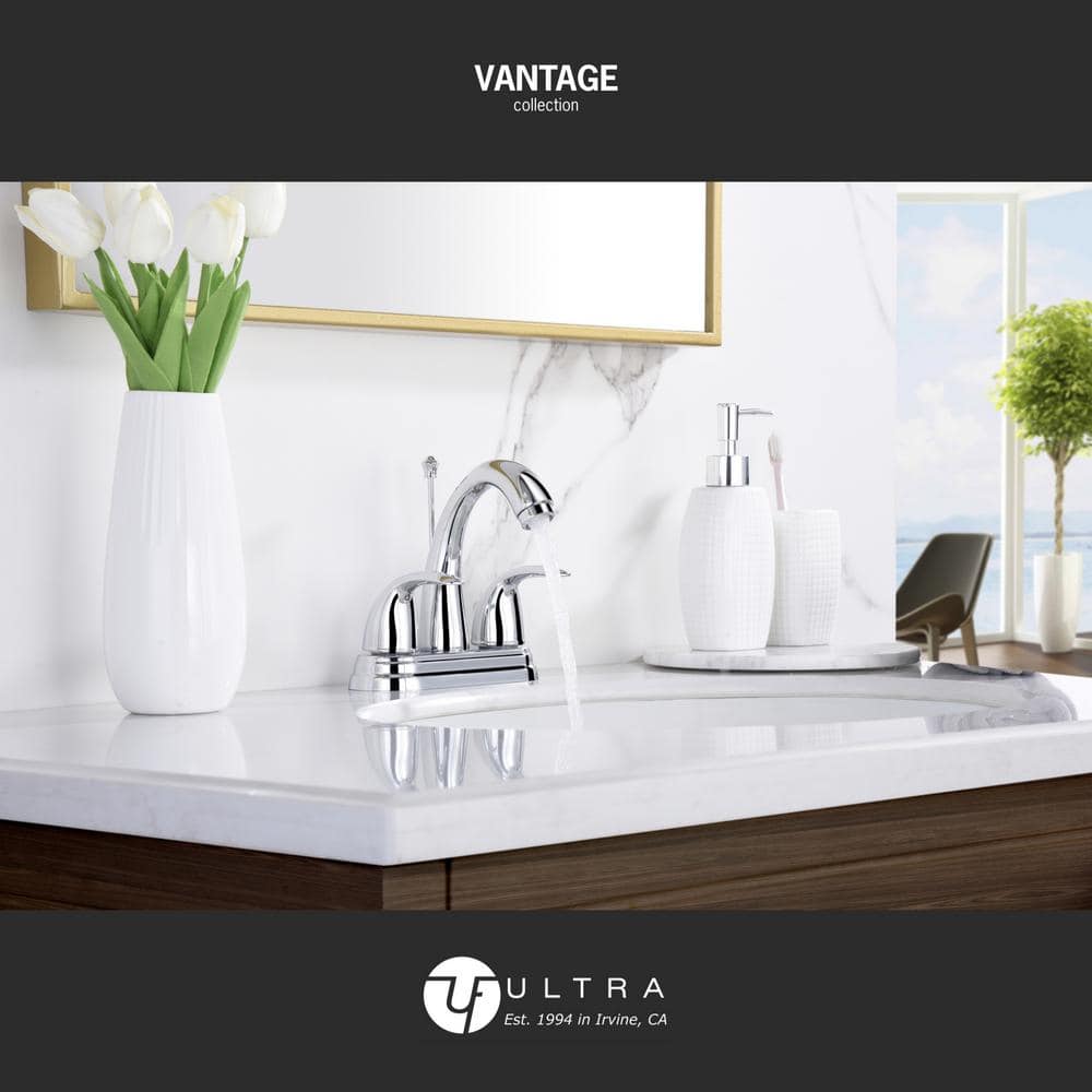 Polished Chrome Two-Handle Centerset Bathroom Faucet