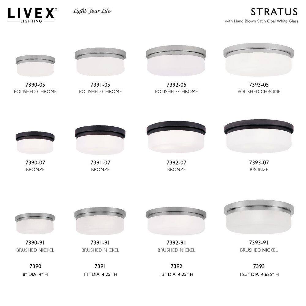 Brushed Nickel 2-Light Flush Mount with Satin Glass