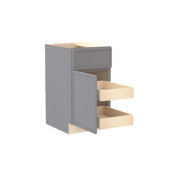 Home Decorators Collection Franklin 18 in. W x 24 in. D x 34.5 in. H Assembled Plywood Base Kitchen Cabinet in Veiled Gray with 2ROT Soft Close LH