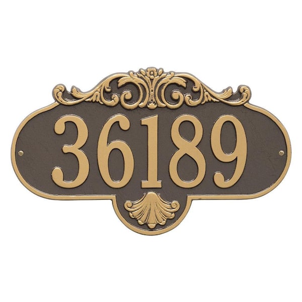 Whitehall Products Oval Rochelle Grande Bronze/Gold Wall 1-Line Address Plaque
