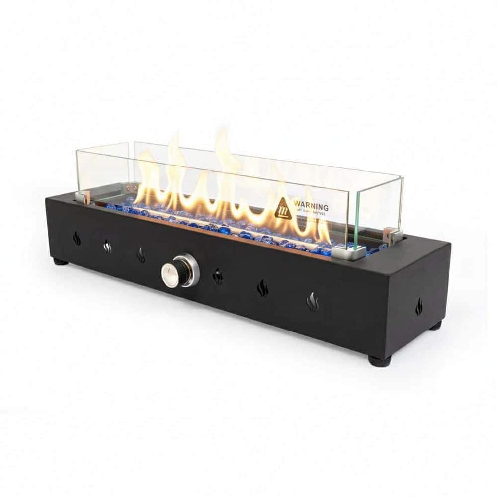 28-Inch 40000 BTU Rectangle Black Iron Outdoor Propane Fire Pit, Wind-Resistant Stylish Glass Beads Design price history on PriceWatchPro