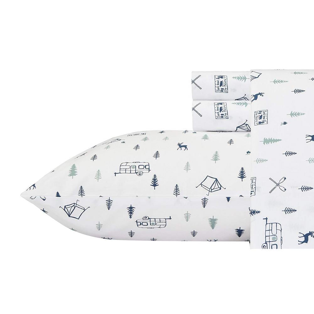 Eddie Bauer Campout 4Piece Blue Wildlife 200Thread Count Cotton