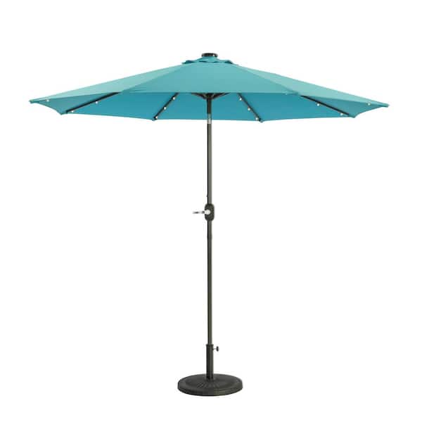 Unbranded 9 ft. Market Solar Patio Umbrella in Light Blue