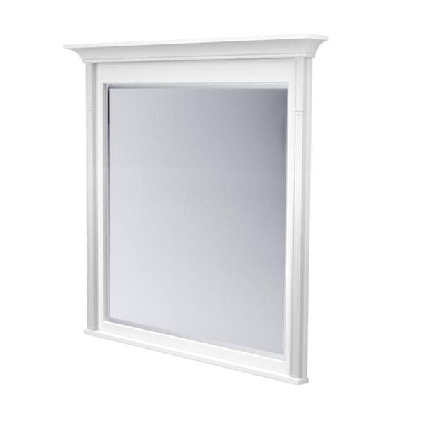 KraftMaid 42 in. L x 42 in. W Framed Wall Mirror in Dove White