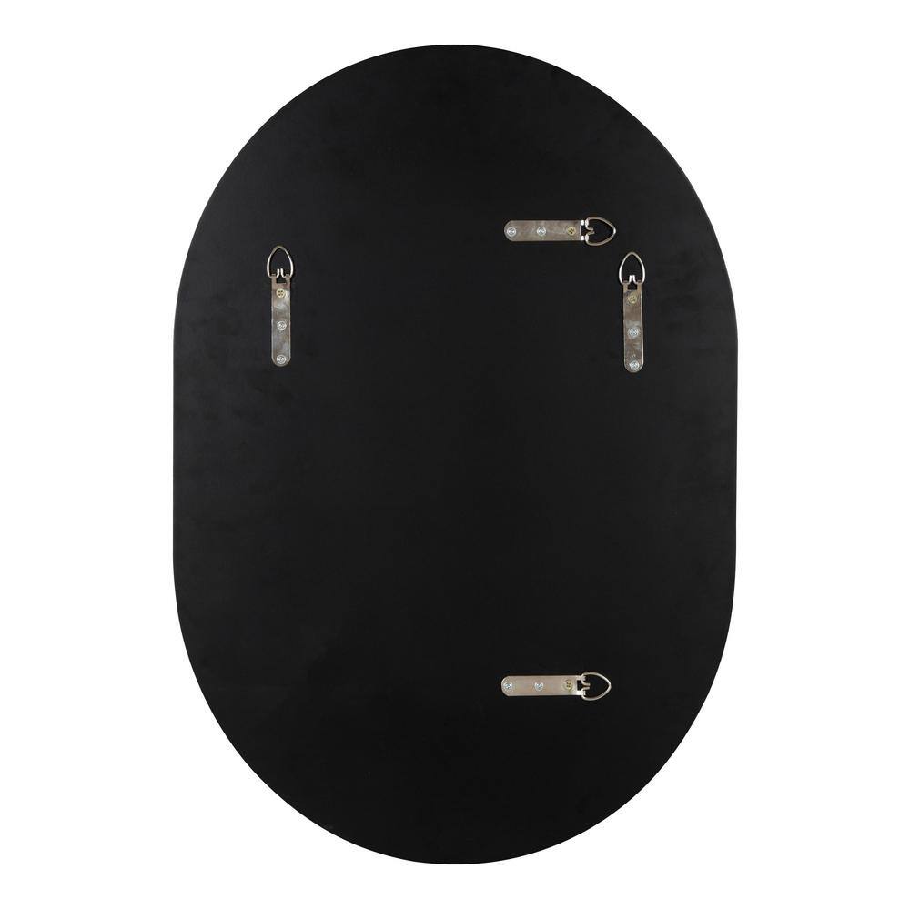 28.3" Silver Oval Wood Vanity Wall Mirror