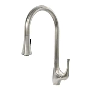 Yasawa 1-Handle Stainless Steel Pull Down Sprayer Kitchen Faucet in Brushed Stainless