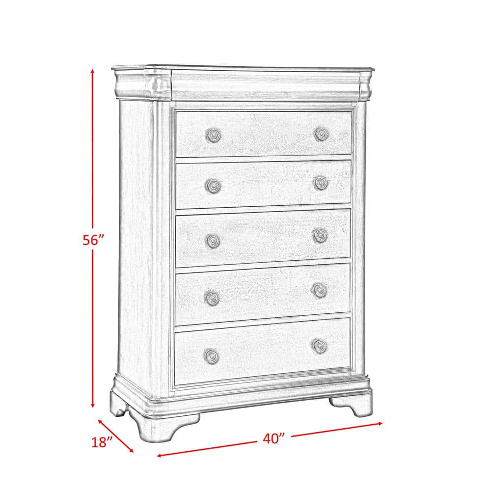 Traditional Cherry Brown 6-Drawer Vertical Chest with Felt-Lined Top Drawer