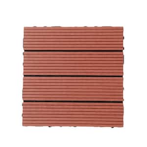 1 ft. W x 1 ft. L Composite Wood Interlocking Deck Tiles Straight Grain Red (10-Pack)