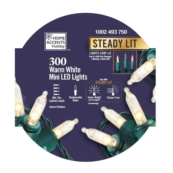 300 Count Warm White Steady Lit Super-Bright Mini LED Lights