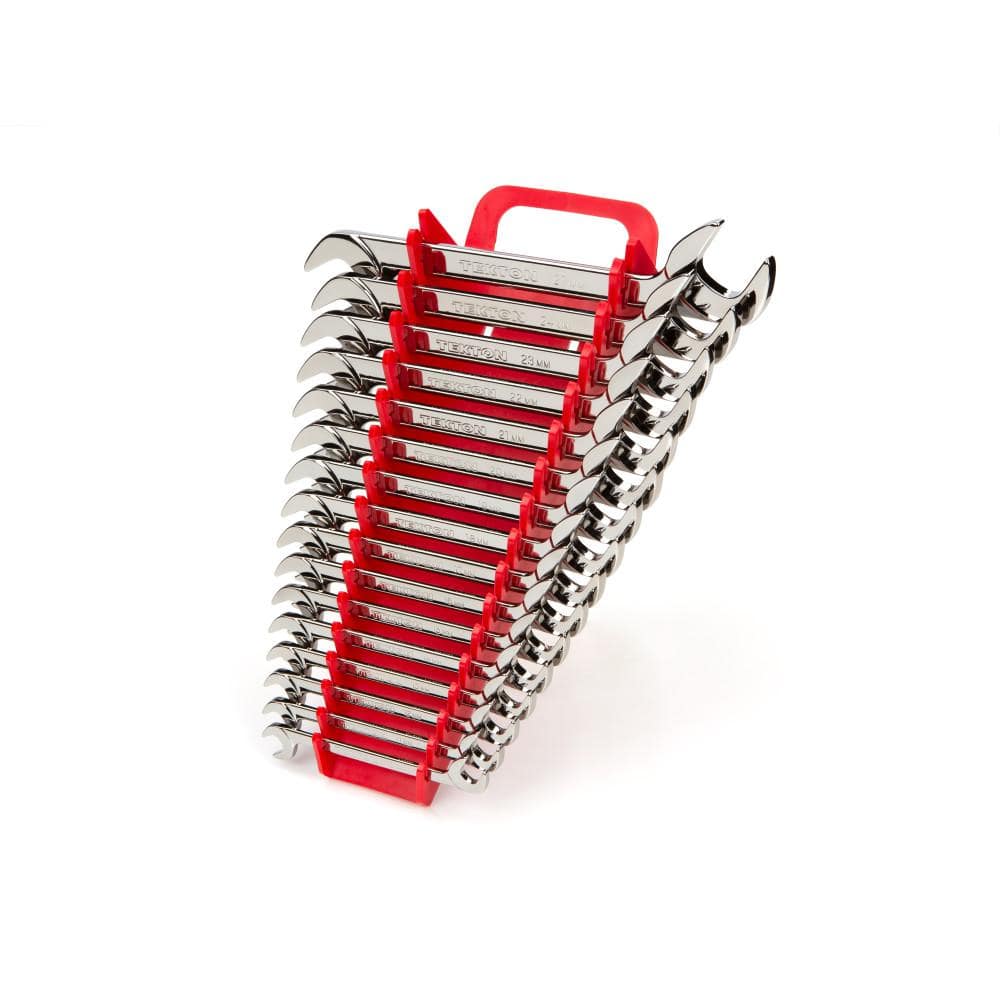 TEKTON 10 mm to 27 mm Angle Head Open End Wrench Set Keeper (16Piece