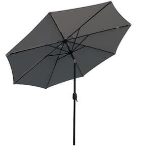 UV Resistant 9 ft. Aluminum Market Umbrella Solar Tilt Half Patio Umbrella in Gray