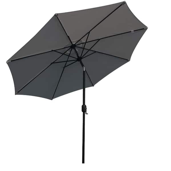 Unbranded UV Resistant 9 ft. Aluminum Market Umbrella Solar Tilt Half Patio Umbrella in Gray