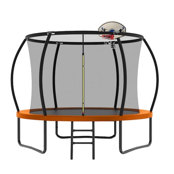 Miscool Anky 10 ft. Trampolines with Basketball Hoop, Ladder and Safety Enclosure Net