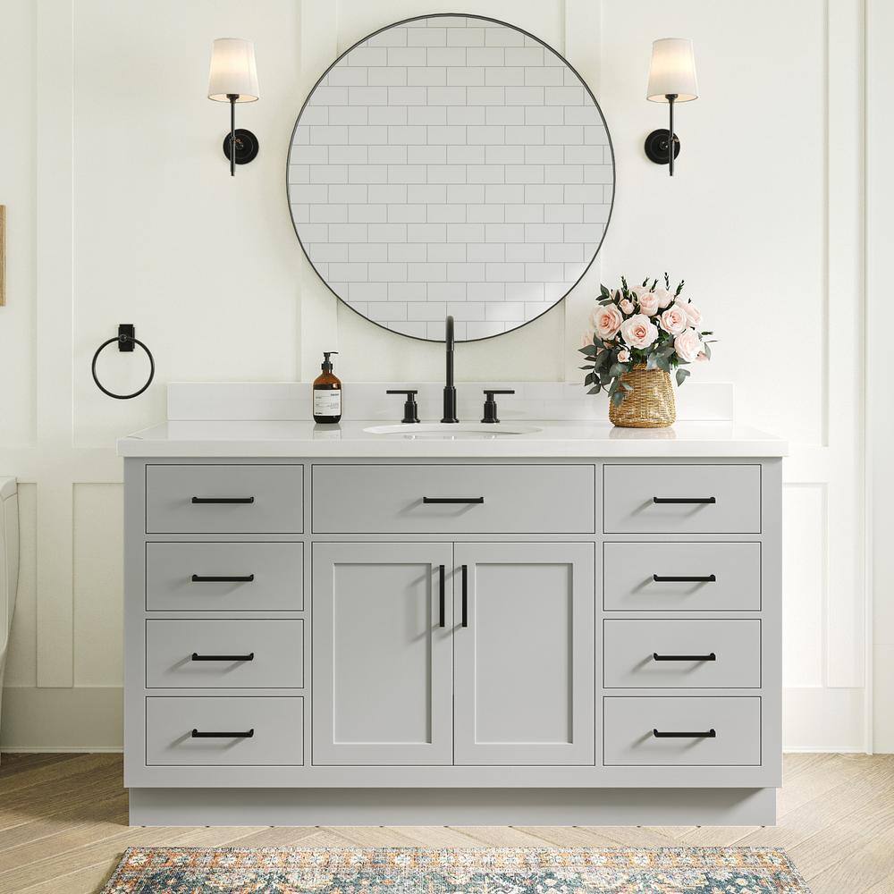 Gray Hardwood Plywood 60'' Single Freestanding Vanity Base
