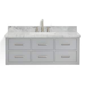 Hutton 49 in. W x 22 in. D x 19.6 in. H Bath Vanity in Grey with Carrara White Marble Top