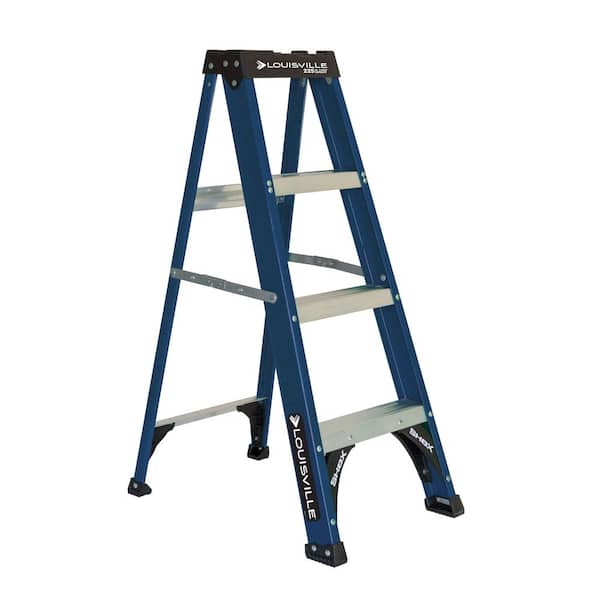Louisville Ladder 4 ft. Fiberglass Step Ladder, 8.5 ft. Reach with 225 lbs. Load Capacity Type II Duty Rating