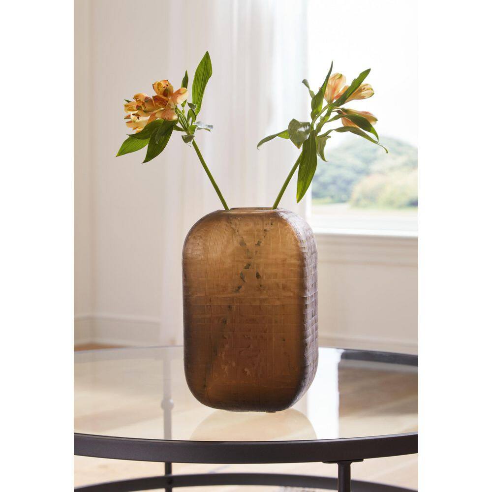 Capard 11" Brown Textured Glass Vase