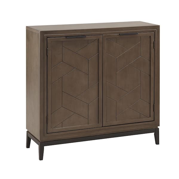Emmett 30 in. W Riverstone/Matte Black Mixed Metal and Wood Foyer Cabinet