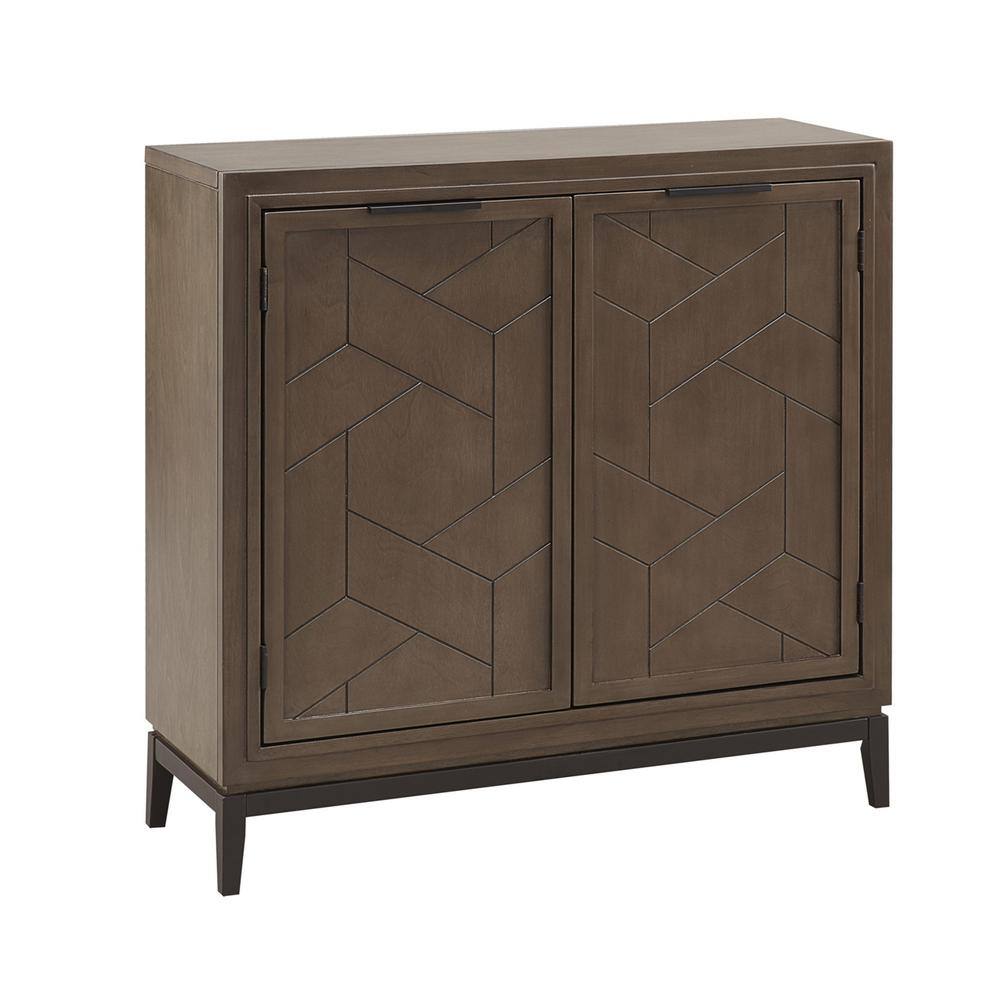 Leick Home Emmett 30 in. W Riverstone/Matte Black Mixed Metal and Wood ...