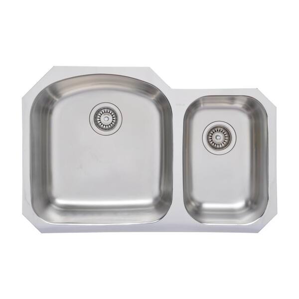 Chicago Stainless Steel 18-Gauge 32 in. Double Bowl Undermount Kitchen Sink