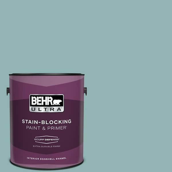 BEHR ULTRA 1 gal. #BIC-24 Artful Aqua Extra Durable Eggshell Enamel Interior Paint & Primer