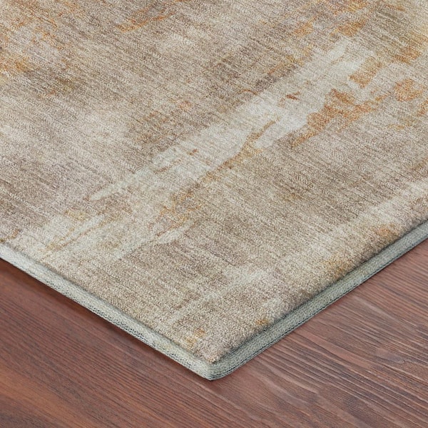 Mayfield Premium Machine Washable Abstract AMF2309 Khaki 9 ft. x 12 ft. Area Rug