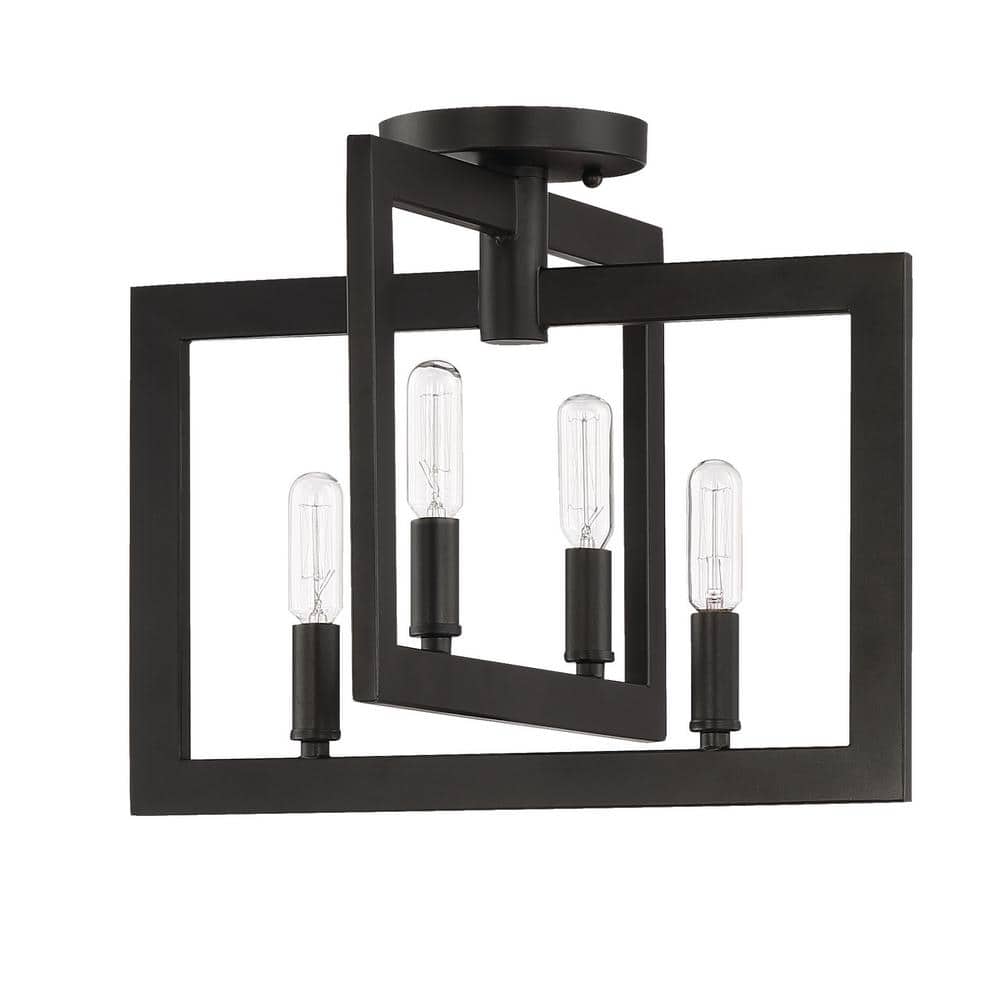 Transitional 14.5" Aluminum Brown Semi-Flush Ceiling Light