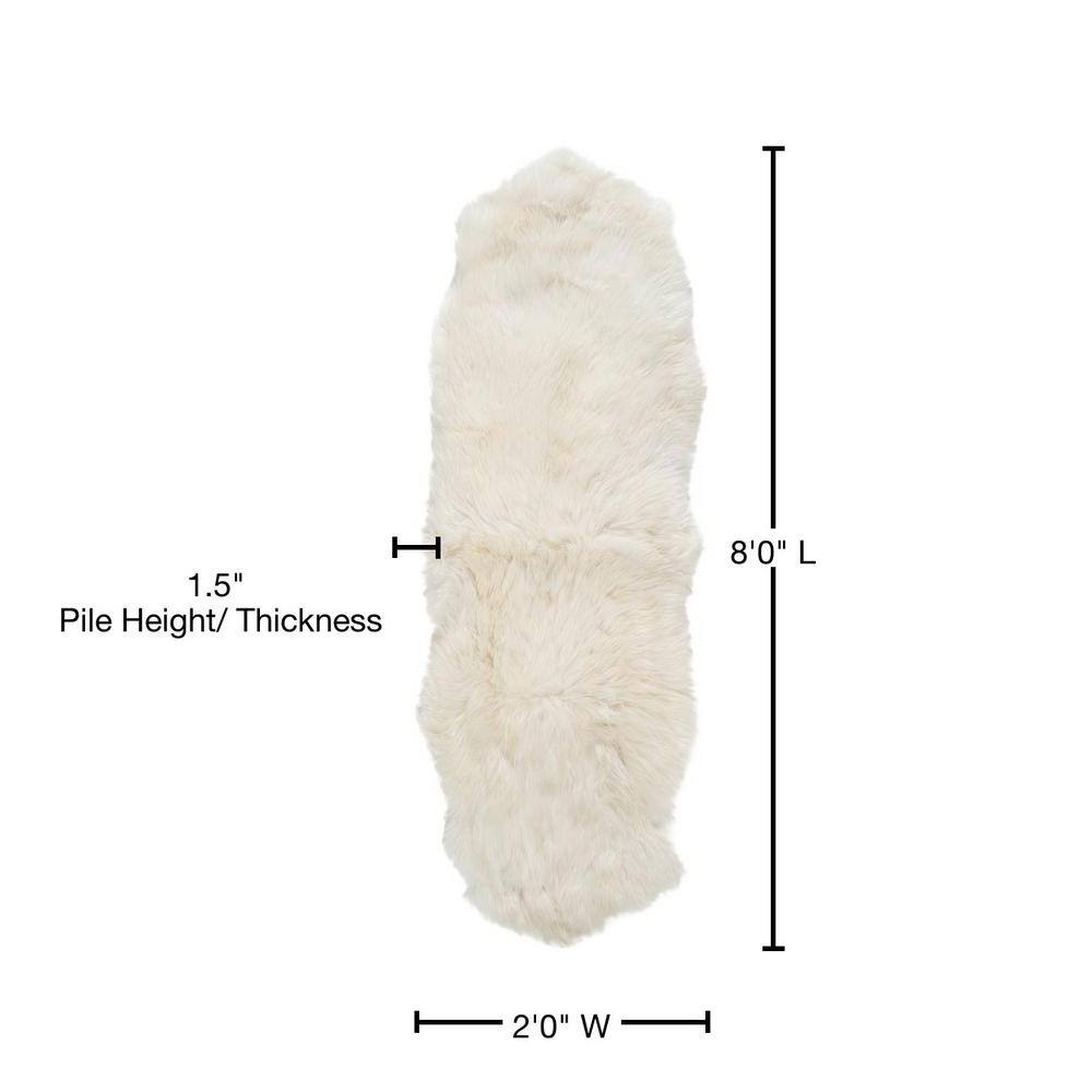 Natural White Handmade Sheepskin Runner Rug