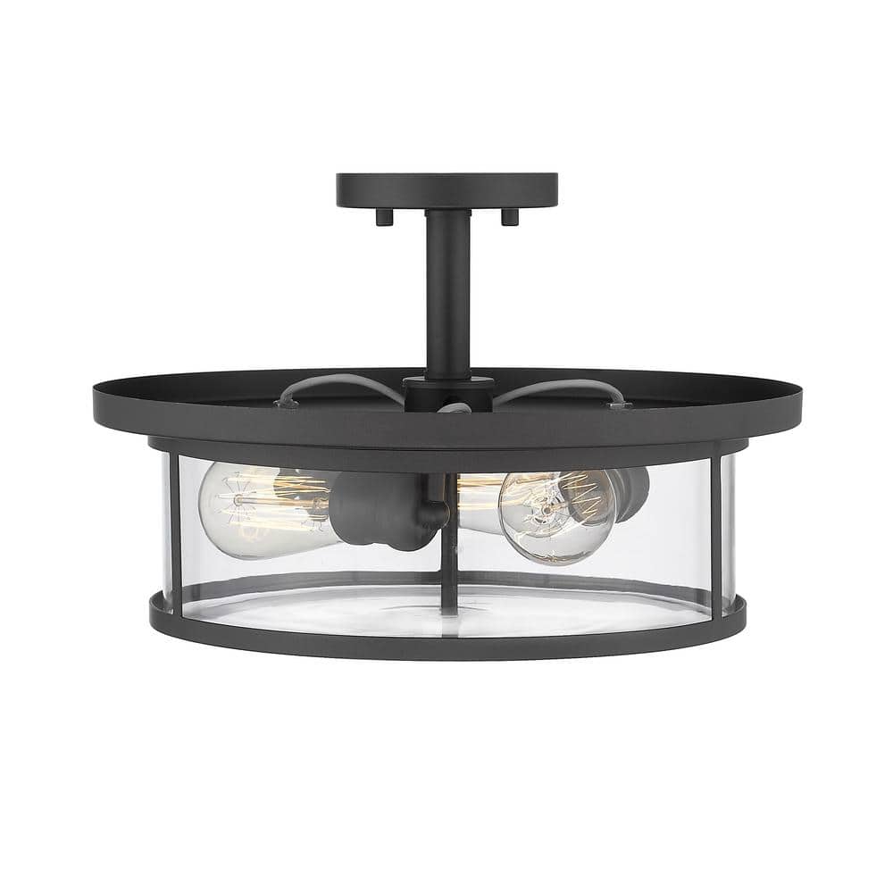 Savannah Bronze and Glass 3-Light Semi-Flush Mount Ceiling Fixture