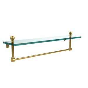 Mambo 22 in. L x 5 in. H x 5 in. W Clear Glass Vanity Bathroom Shelf with Towel Bar in Polished Brass
