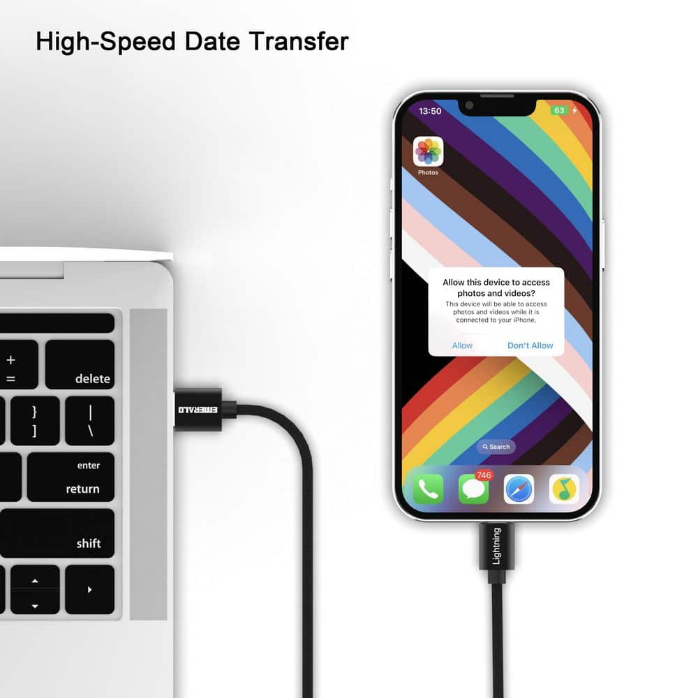 10 ft. Braided Cable Lighting to Standard USB Charging Cable for iPhone and iPads - Thumbnail 4