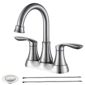 4 in. Centerset 2-Handle 360-Degree High Arc Swivel Spout Vanity Sink Faucet