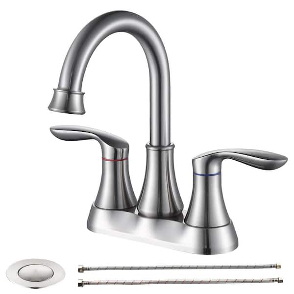 Tahanbath 4 in. Centerset 2-Handle 360-Degree High Arc Swivel Spout Vanity Sink Faucet
