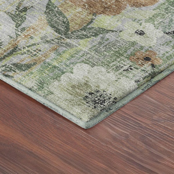 Mayfield Premium Machine Washable Abstract AMF2403 Aloe 9 ft. x 12 ft. Area Rug