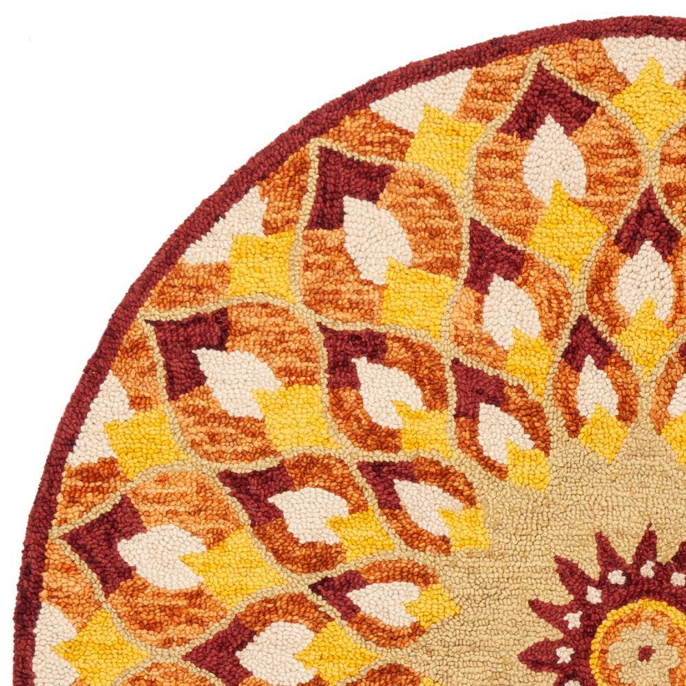 Handmade Multicolor Floral Wool Round Tufted Area Rug