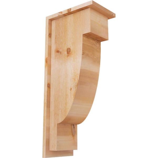 Ekena Millwork 8 in. x 12 in. x 28 in. Western Red Cedar Del Alpine Rough Sawn Corbel with Backplate